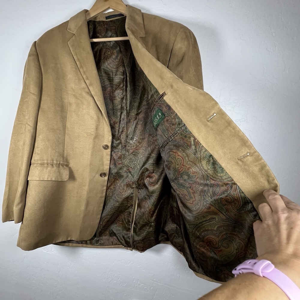 Lauren Ralph Lauren Jacket Mens 44S Beige Blazer Faux Suede Office Sport Coat - Picture 9 of 13